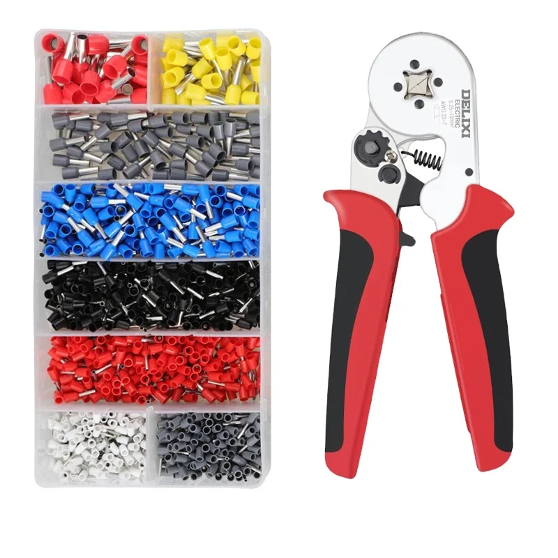 Delixi ELECTRIC Pipeline Terminal Crimping Pliers With 1200pcs Terminals