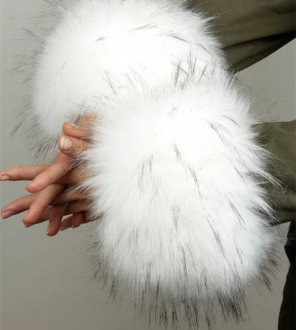 Fashion Parka Coat Jackets decoration Winter 2022 Women fake raccoon Fox Fur Sleeve Cuffs Wrist Ring Raccoon Fur Cuffs