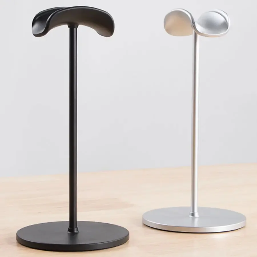 Headphone Stand Headset Holder Earphone Stand with Aluminum Supporting Bar Flexible Headrest ABS Solid Base for All Headphones