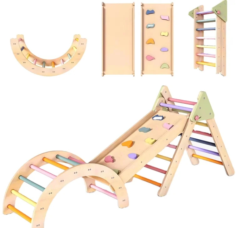 Rainbow Triangle Climbing Set Climbing Toys Suitable for Toddlers Aged 1-3 Baby Climbing Gym Indoor Playground