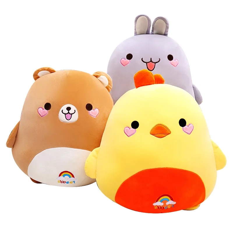 Kawaii New Fat Chicken Bear Rabbit Penguin Pig Dinosaur Plush Pillow Toys Soft Stuffed Animal Doll Chair Cushion with blanket