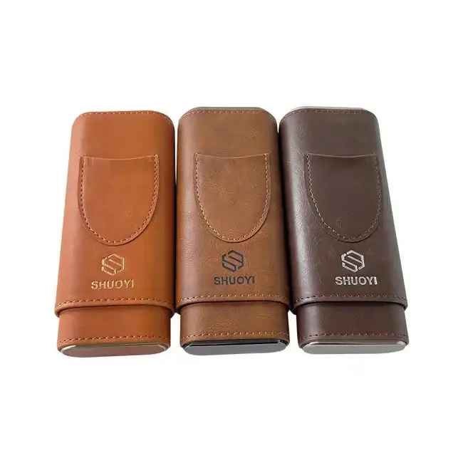 Factory Custom Pu Leather Cigar Humidor High Quality Custom Logo Cigar Humidor Bag