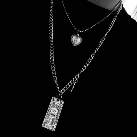 PUSHI jewelry multilayer necklace iced out hip hop jewelry necklace for couples cross necklace set