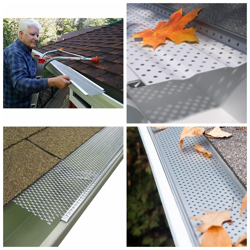 Aluminum Mesh Extruded Rain Gutter System China factory Gutter blocks pine needles, Gutter Filter, Gutter Guard
