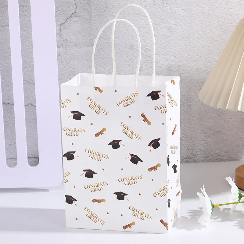 Happy Birthday Kraft Paper Bag With Handles Cowhide Creative Cartoon Shopping Gift Handbag