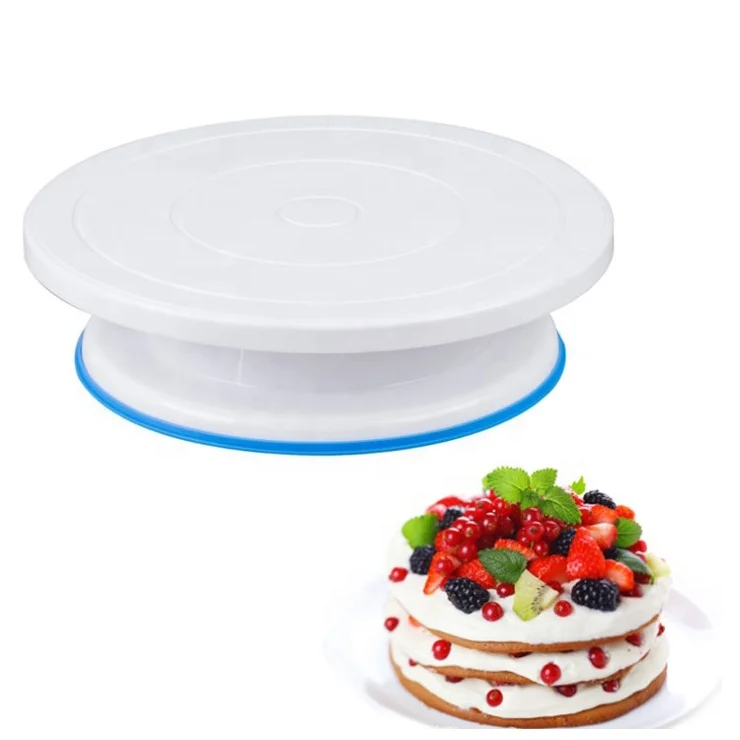 11 Inch White Cake Stand Rotating Cake Turntable for Baking Cake Decoration