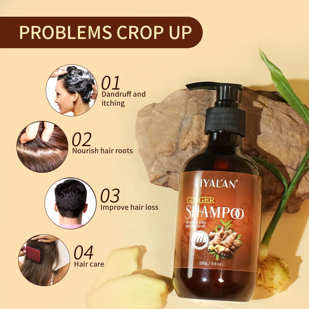 Natural Organic Hair Products Deep Clean Anti Hair Loss Anti-Dandruff Hair Growth Ginger Shampoo