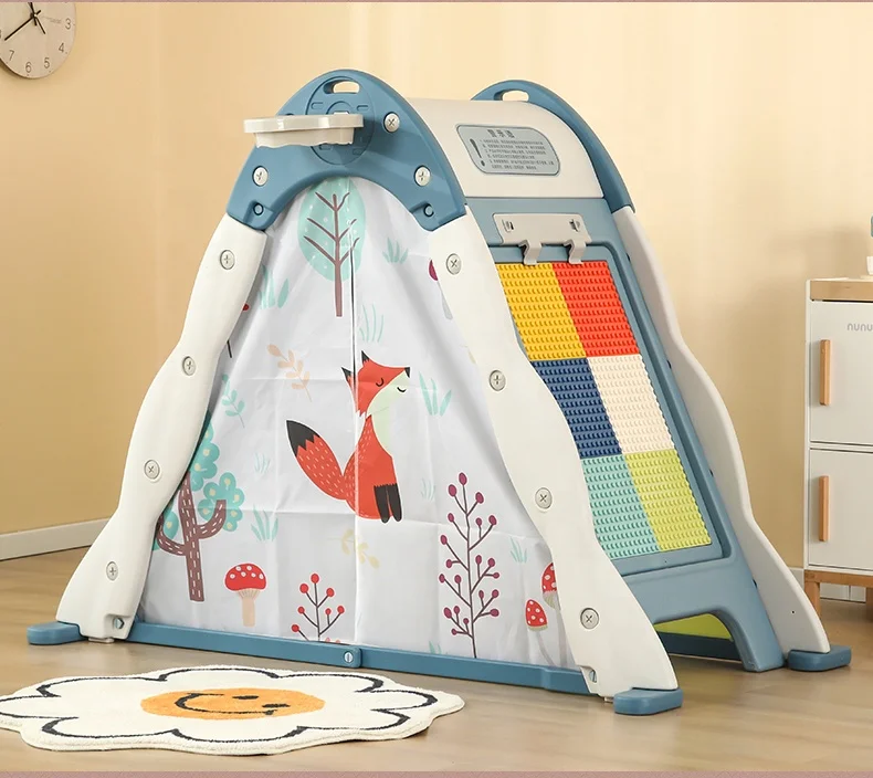 New Design Kids Multi Function Play House Set Indoor Folding Toy Tent Drawing Board With Climbing Wall Game
