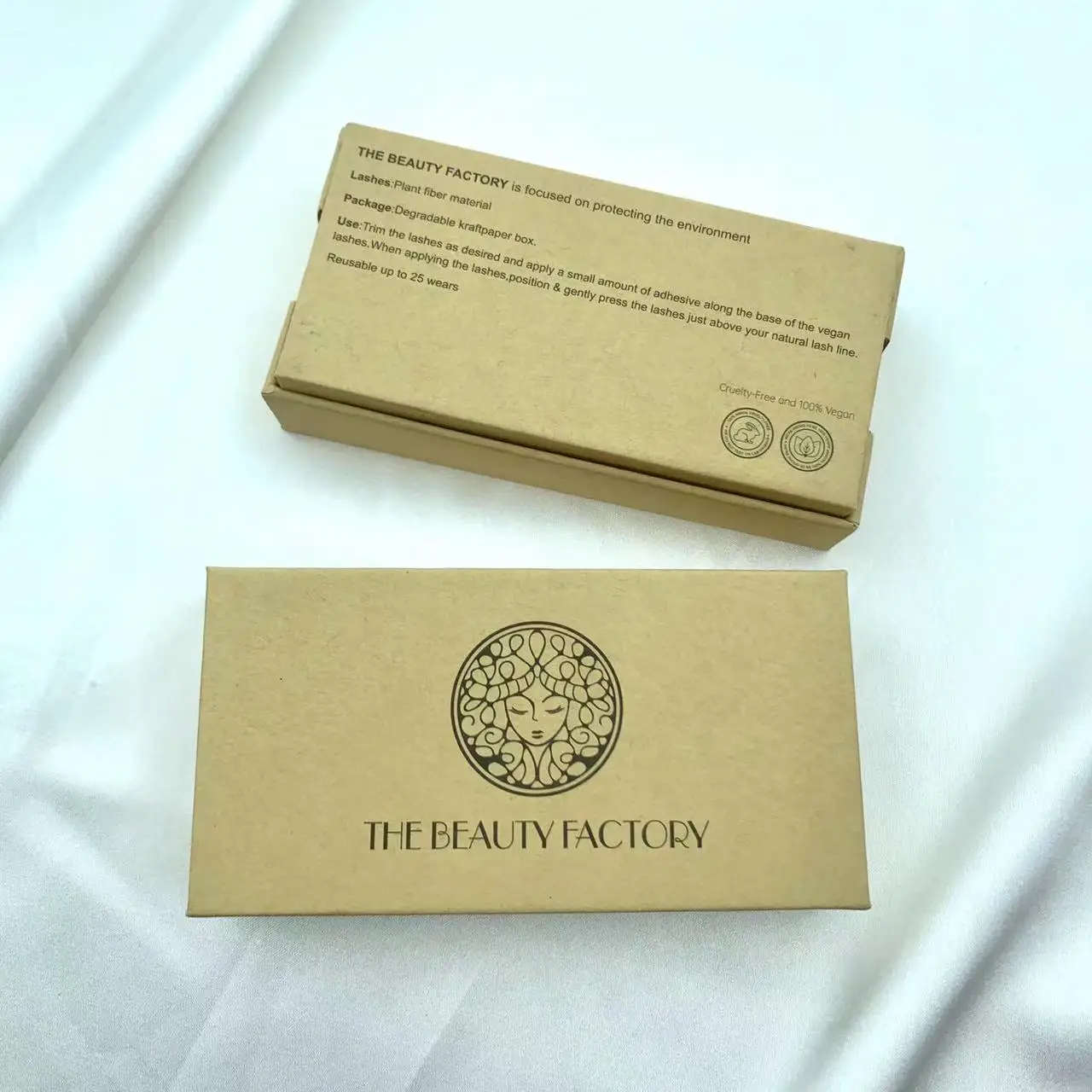 Eco Friendly biodegradable quare 3d mink bio-based lashes Kraft paper box packaging 100% VEGAN Plant Fiber Synthetic
