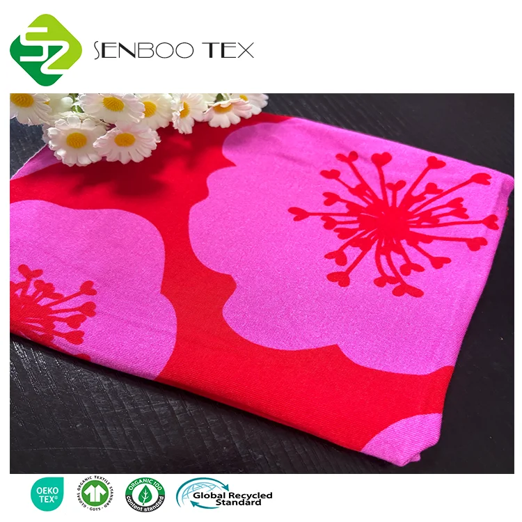 New Collection Digital Oeko Tex 300GSM Bamboo Organic Fabric Knitted Stretch Printed for Use in Underwear Dresses Garments