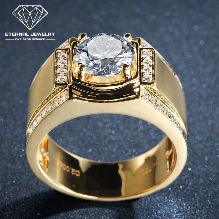 Eternal Jewelry Custom Real 9k 10k 14k 18k Solid Pure Gold VVS Mossianite Laboratory Grown Diamond Wedding Ring for Men