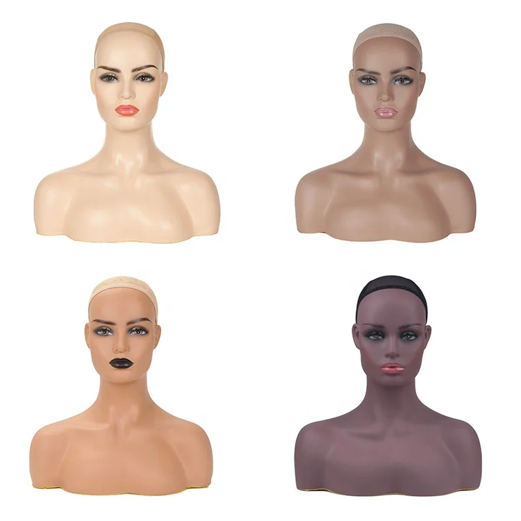 Free Ship In US  Realistic Mannequin Heads with Shoulders for Wigs Display Earrings Necklaces Hats display