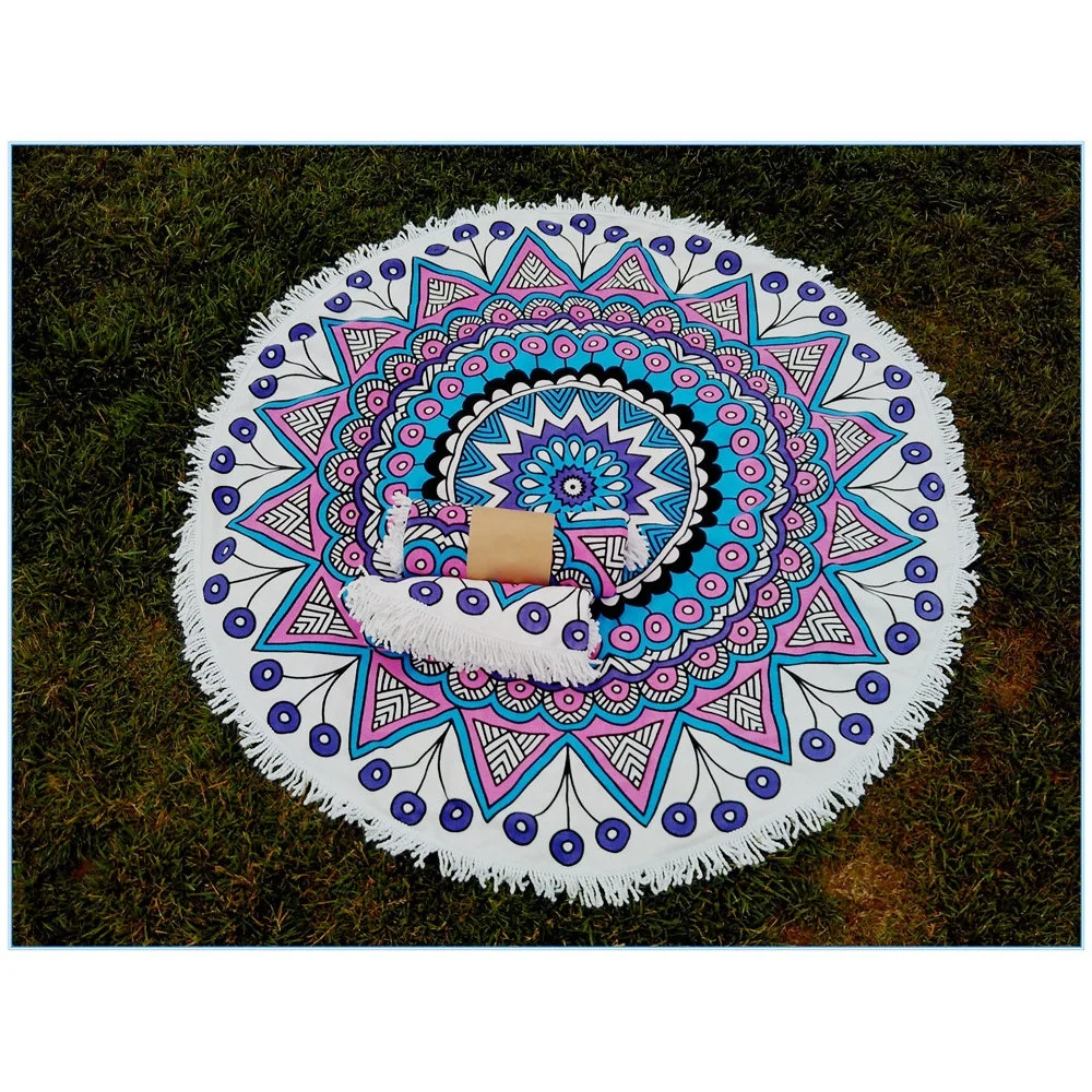 Custom Printed Design 100% Microfiber High Quality Soft Sand Free Round Beach Towels