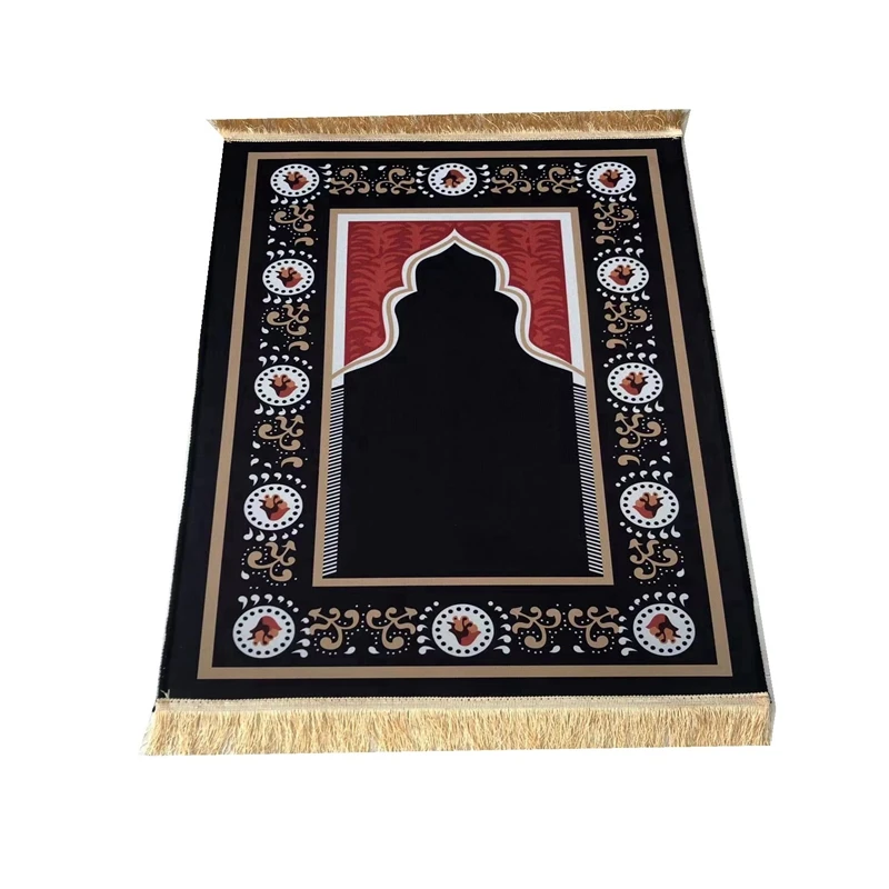 Top Quality Wholesale Prayer Rug Thick Praying Rug Luxury Family Machine Made Prayer Mat with Rosary Beads pray mat islamic