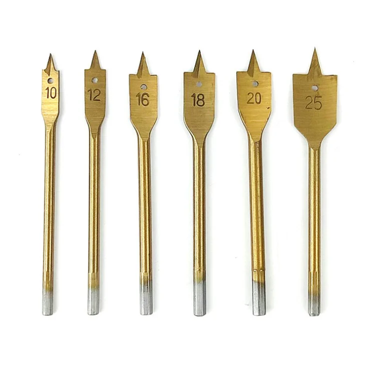 6PC wood punch hexagon handle woodworking hole opener set Titanium-plated three-point woodworking flat drill woodworking drill