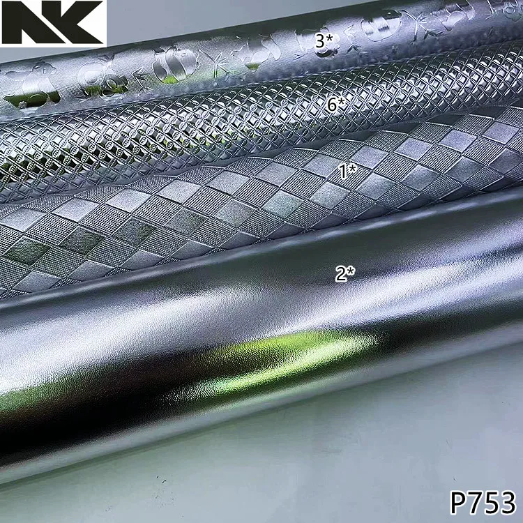 P753   New Silver Black Embossed PU Artificial Leather Utensil Bag Handbag Phone Case Belt