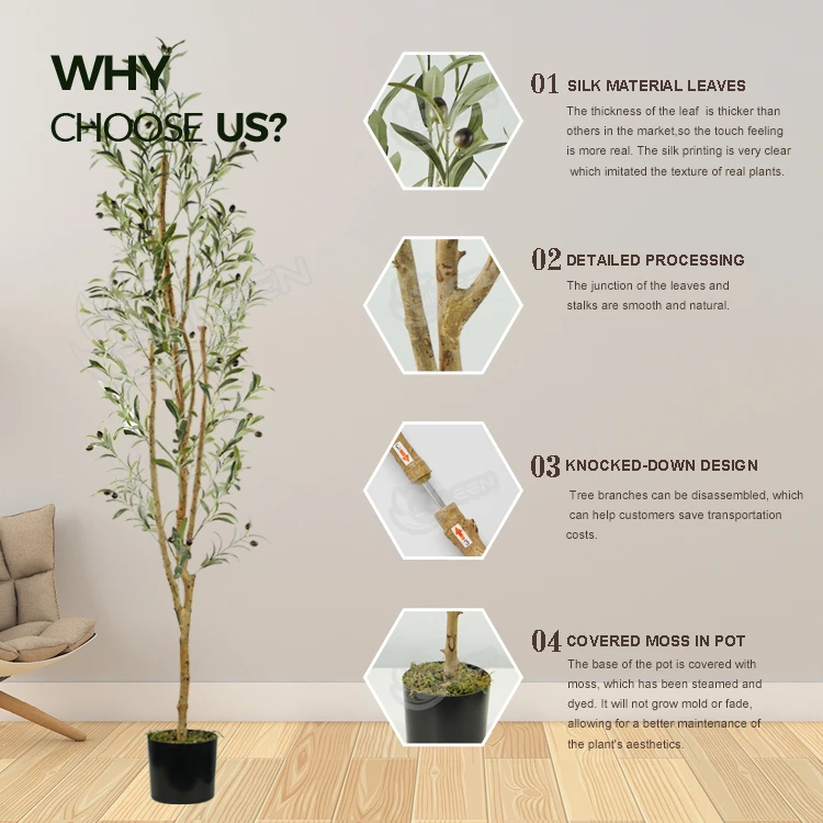 Faux Artificial Plant Silk Home Decor 180 Cm Indoor Decoration Bonsai Hot Selling Olive Tree For Sale