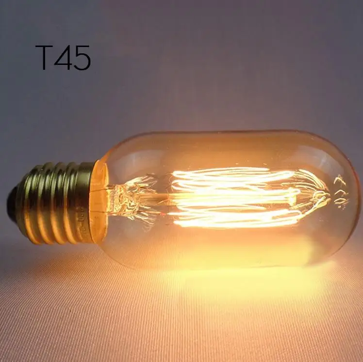 110V E26 Edison Light Bulbs T45 40w Vintage Antique Tungsten Filament Incandescent Bulb