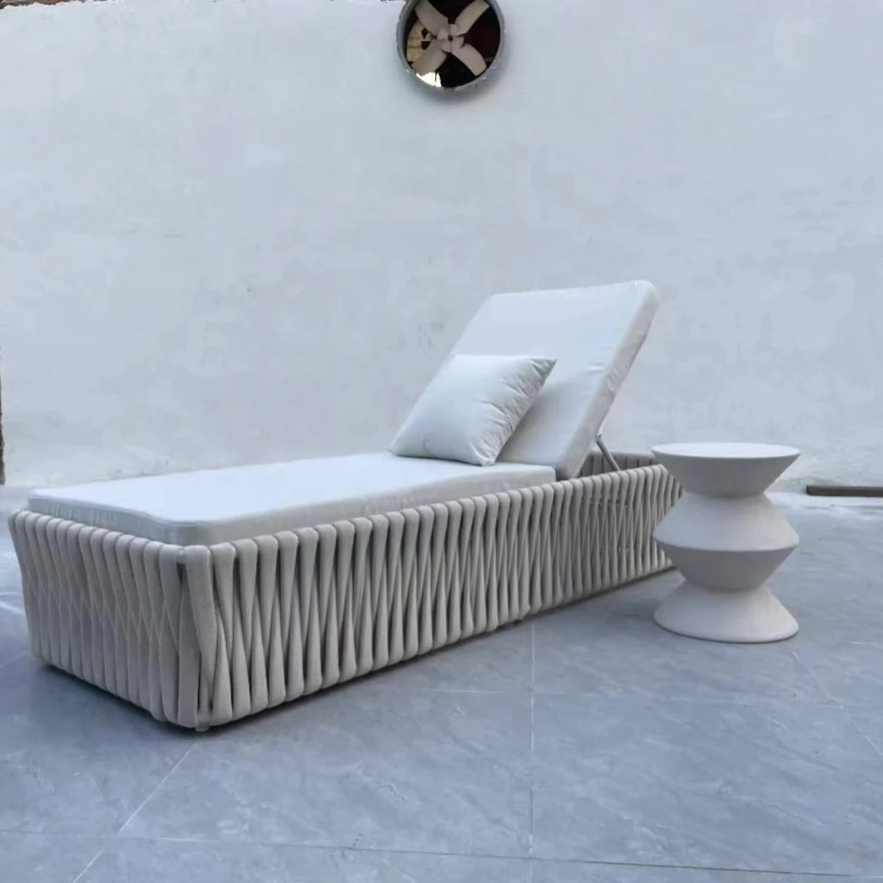 luxury outdoor aluminum folding chaise chair outdoors beach lounge chair swimming pool sofa set