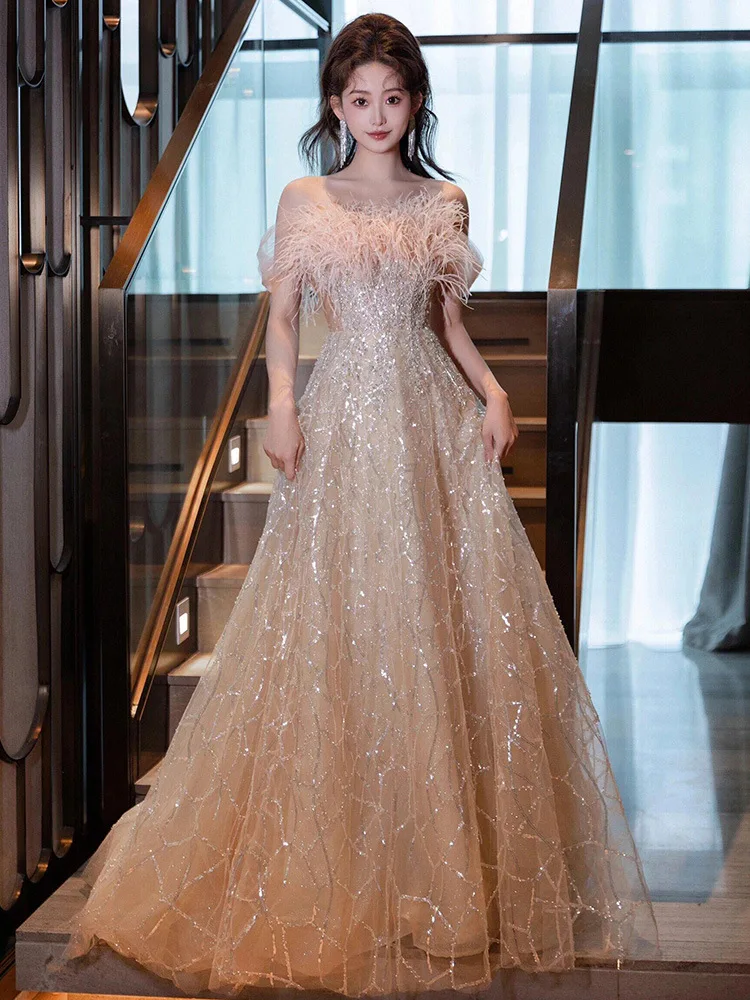 ZX-3060 Mermaid Silhouette Wedding Dress Classic Fashionable Temperament Banquet Evening Gown Chapel Chiffon