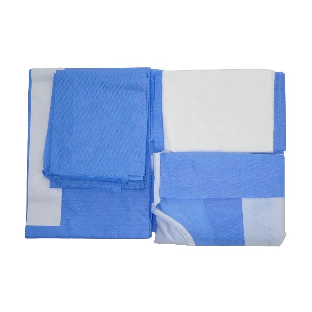 Normal Baby Delivery Kit Sterile Non Woven Disposable Surgical Drapes Packs Childbirth Procedure Set With Surgical Gowns