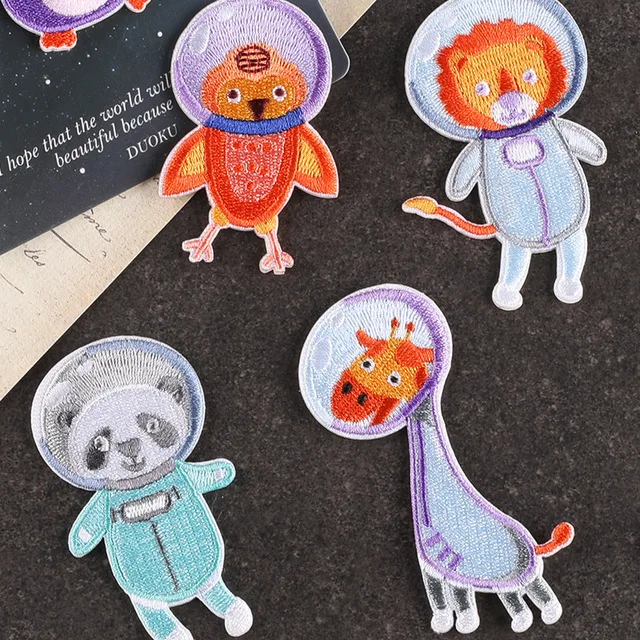Computer embroidery label cartoon animal flight space embroidery sticker badge clothing accessories patch self-adhesive cloth st