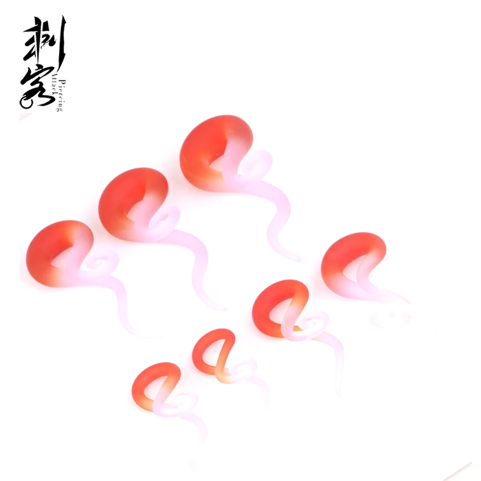 Red  Glass Spiral Twist Plugs Ear Expander
