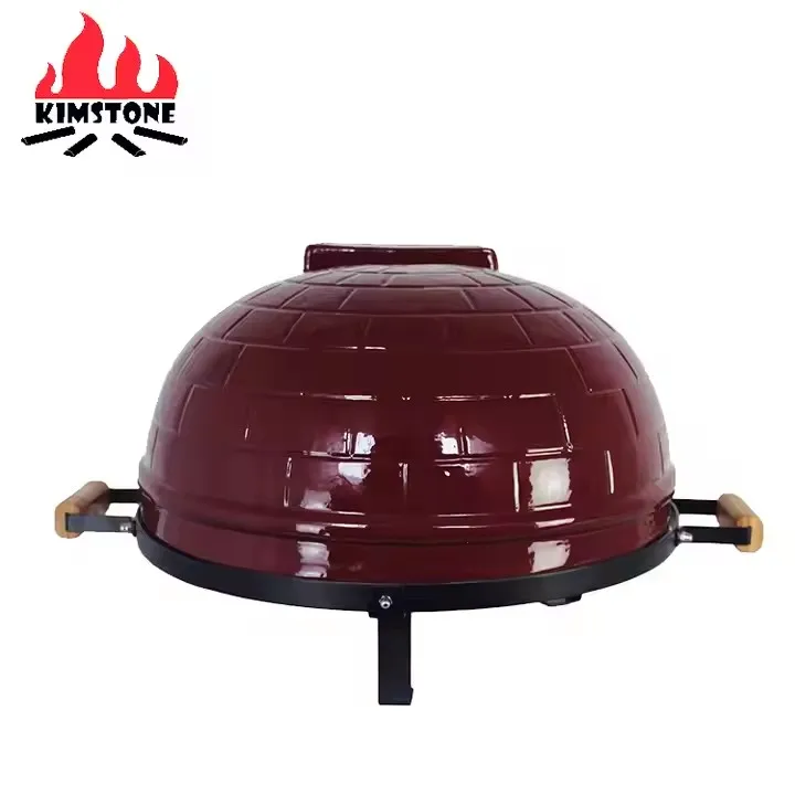 KIMSTONE 21 Inch Tabletop Pizza Oven Portable Pizza Stove Charcoal Woodfired Ceramic Bbq Grill