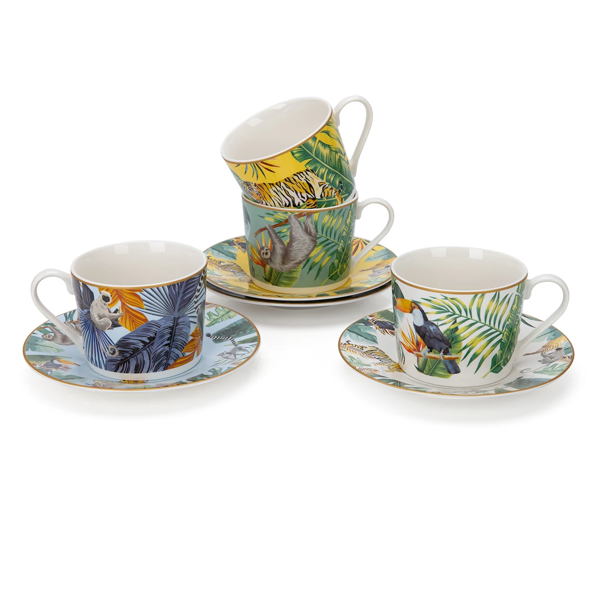 ethiopian modern animal tiger set of ceramic espresso coffee china tea set cup and saucer