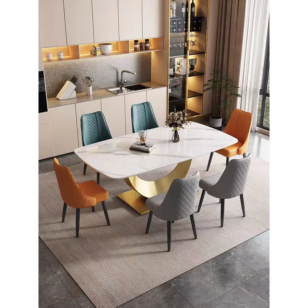 New arrival elegant square designer dining tables dining room set modern dining room furniture with rotating centre