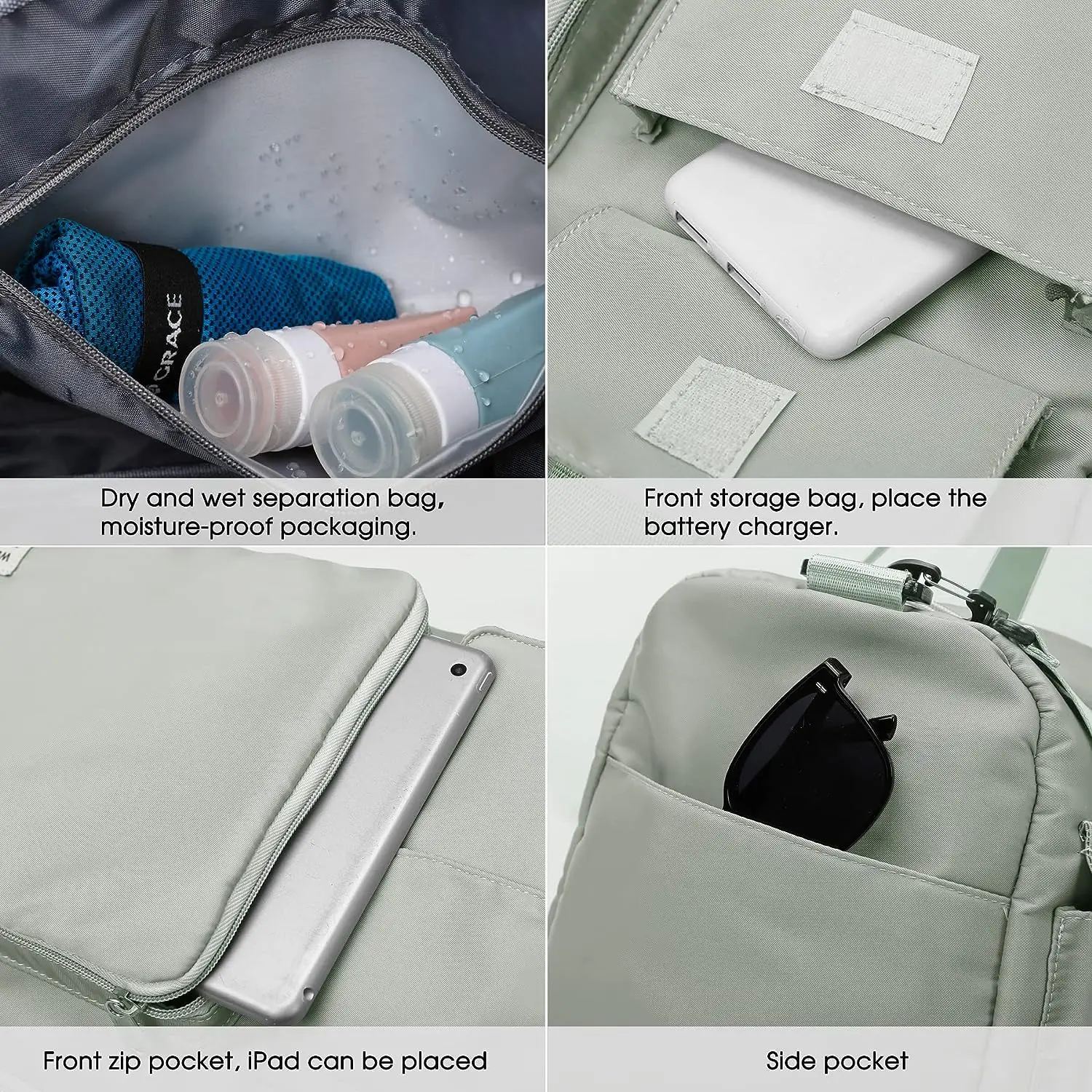 Large Foldable Travel Duffel Bag with Shoes Compartment for Labor and Delivery