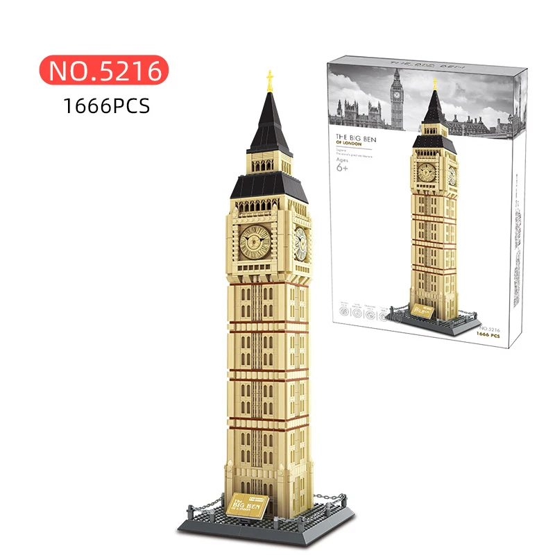 5216 Elizabeth Tower London England The Big Ben Building Attractions Plastic Assemble Building Block Set Kids Unisex Toy Gift