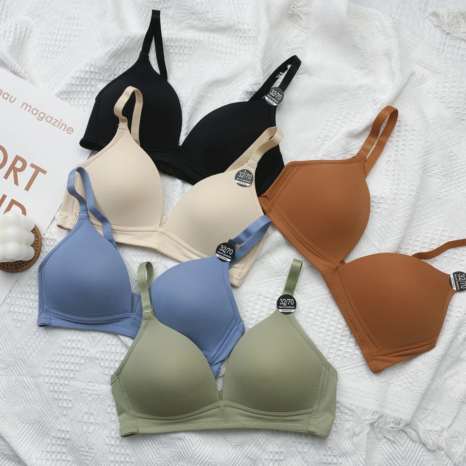 wholesale Hight quality push up sexy Wire Free ladies chest soild bra for women