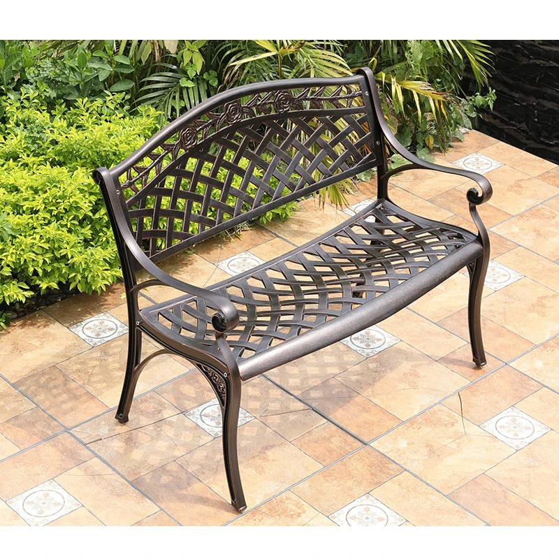 
High quality cast alunimun metal patio outdoor garden bench with back 