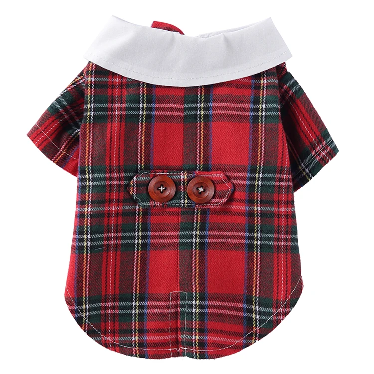 High Quality Formal Dog Dress Red Plaid Bowknot Party Dog Clothes for Male Dogs