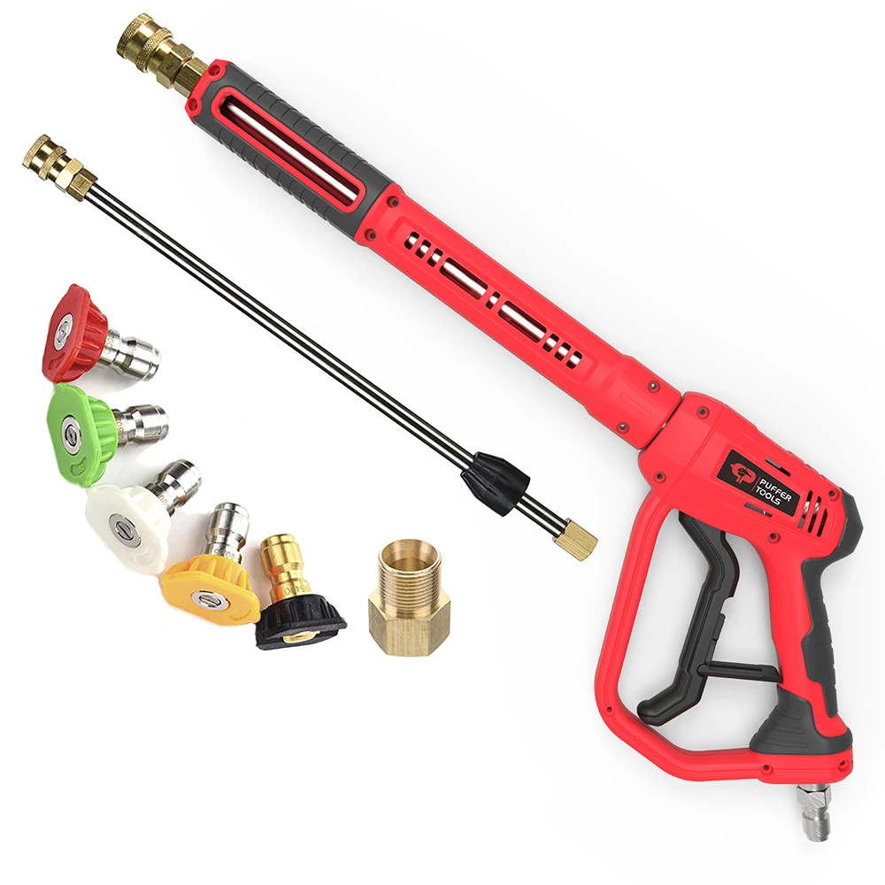 4000psi Water High Pressure Washer Washing Gun with long Extension Wand 5 Quick Connect Nozzles