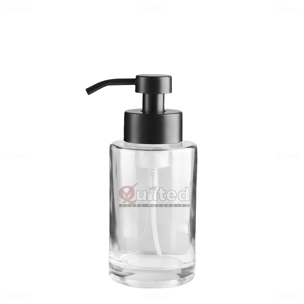 350ml Round Empty Shampoo Lotion Cosmetics Foaming Hand Soap Dispenser Glass Bottles For Bathroom