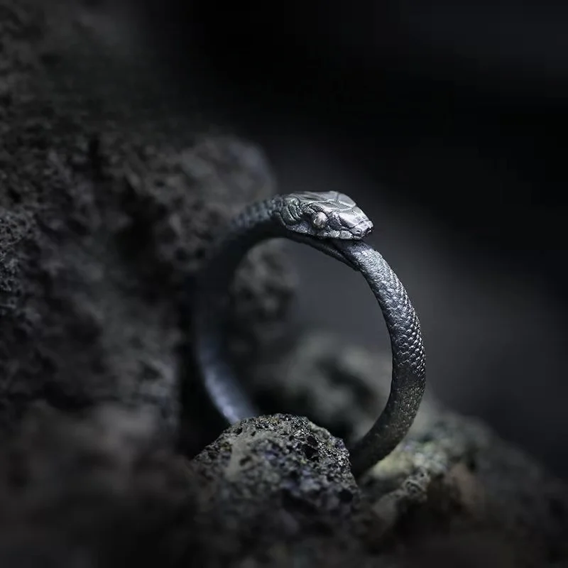 New Trend Tailed Snake Ring for Men Punk Fashion Ouroboros Opening Adjustable Rings Daily Accessories