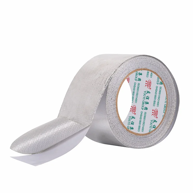 Yourijiu Hotmelt Solvent Waterbased Fireproof Pipe Splicing Glass Fiber Cloth Aluminum Foil Tape