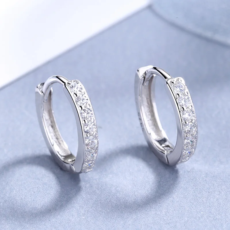 Best Selling Small 925 Sterling Silver Crystal Hoop Earrings Cubic Zirconia S925 Huggie Earrings For Men Women