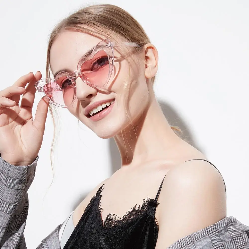 UV400 brand designer Fashion Vintage Ladies Glasses Pink Love Heart Shaped Cute Sexy Shades Women Sunglasses 2022