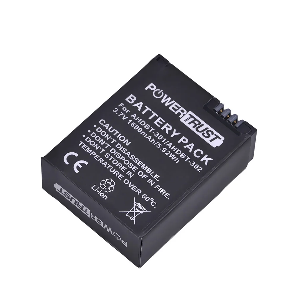 
Hot Sale 1600mAh 3.7V AHDBT-301/302 Camera Battery Rechargeable Battery for Gopro HD Hero3+ Hero 3 