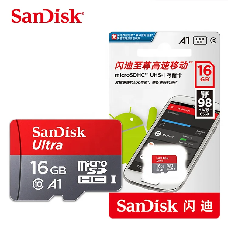 High Quality Ultra 32GB 64GB 128 GB 200GB Memory Card with A1 App Performance Up to 120 MB/s Class 10 Red/Grey sd card