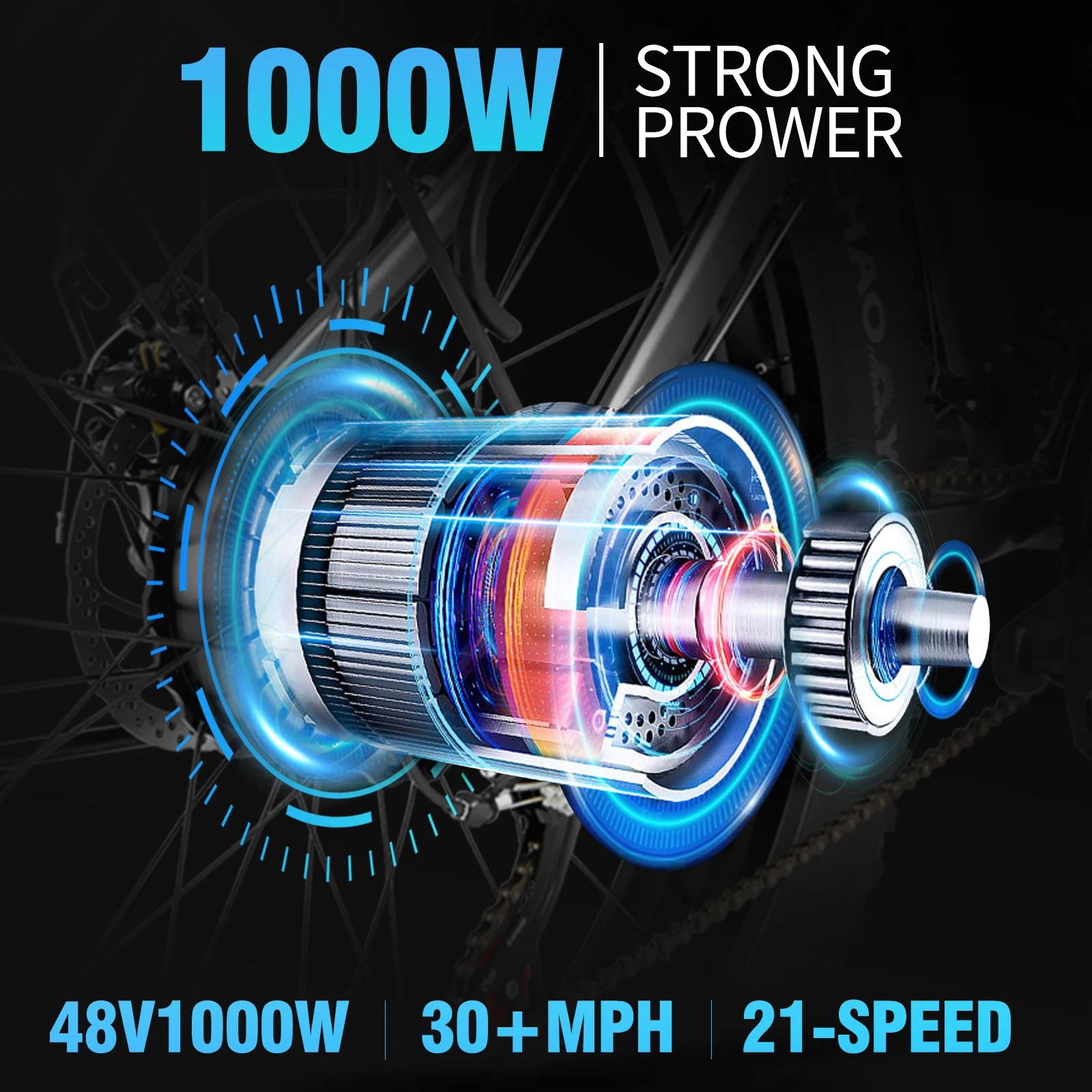 Ridstar E26 26 Inch 15Ah 1000Watt 21 Speed Bicycle Free Shipping Rechargeable Lithium Battery Electric Bike For Old Man