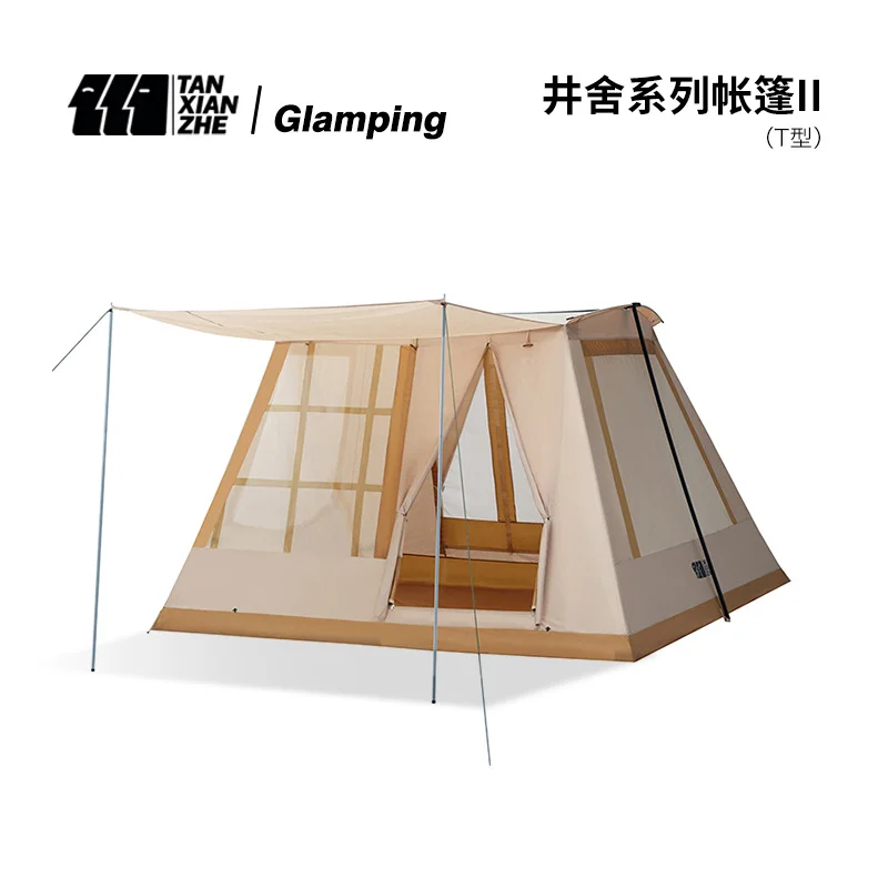 2024 Luxury Family Outdoor Camping Tent 3*3m Large Waterproof Canvas Flex Bow Portable Automatic Resort Tent for Glamping