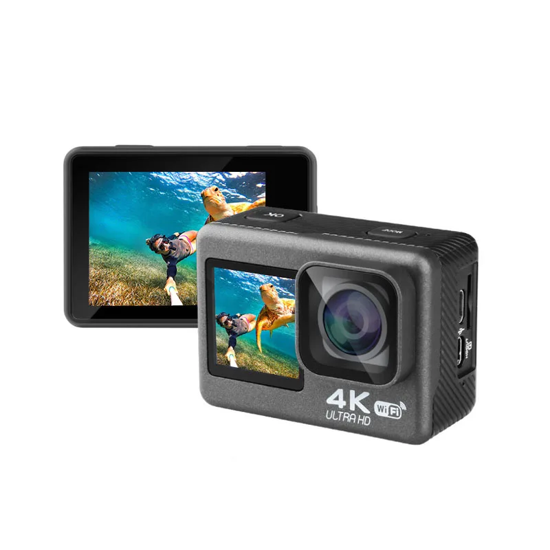 Cheapest Action camera 4K 60FPS Dual screen Waterproof  Sports Camera with EIS and remote control wifi bike camera recorder