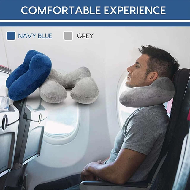 Sell Well U Shaped Inflatable Travel Pillow with PUMP For Airplane Train Car Office
