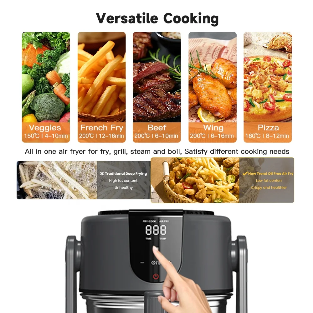 2 и 4 л сменная Емкость OEM Non-stick легко моется кухонный прибор с сенсорным экраном управления Smart Flip Air Fryer