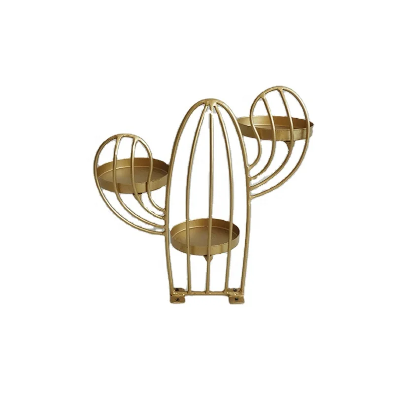 
Wholesale Modern Accessories Pieces Items Handmade Welded Gold Cactus Sculpture Unique Luxury Tabletop Home Decoration 