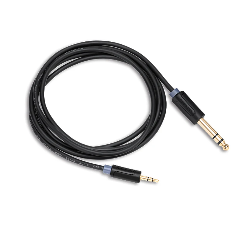 High Quality 3.5  to 6.35 Mono Jack Audio Cable Male to Male OFC copper Gold plated connector 1.5m headphone car speaker ipods